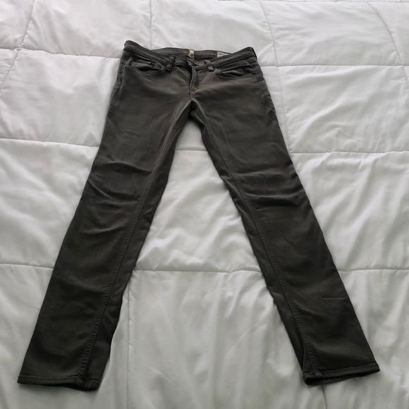 Rag & Bone the skinny pants olive drab green with pockets zipper front - Picture 1 of 9